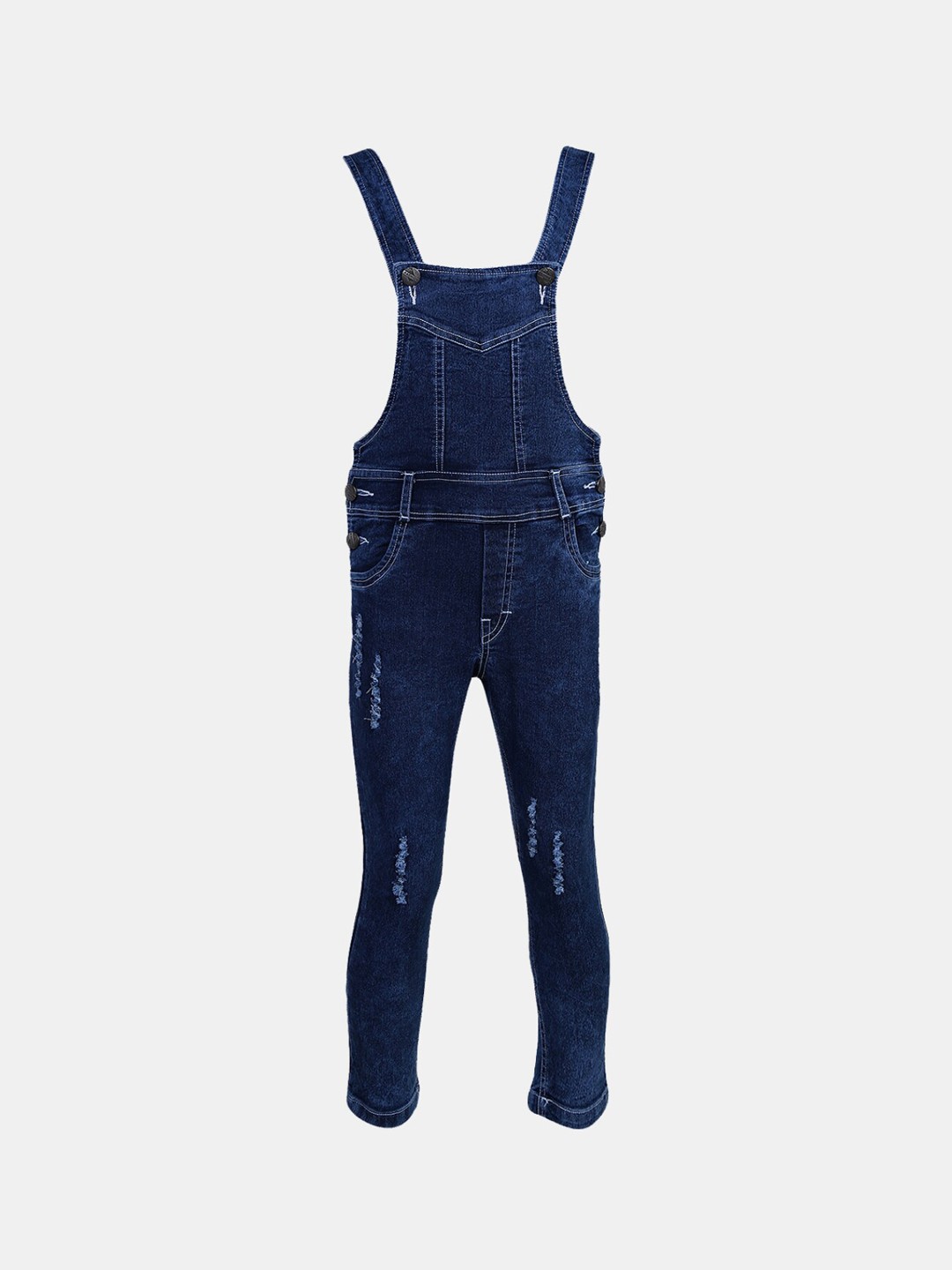 

V-Mart Girls Low Distress Cotton Classic Slim Fit Dungarees Jeans, Blue