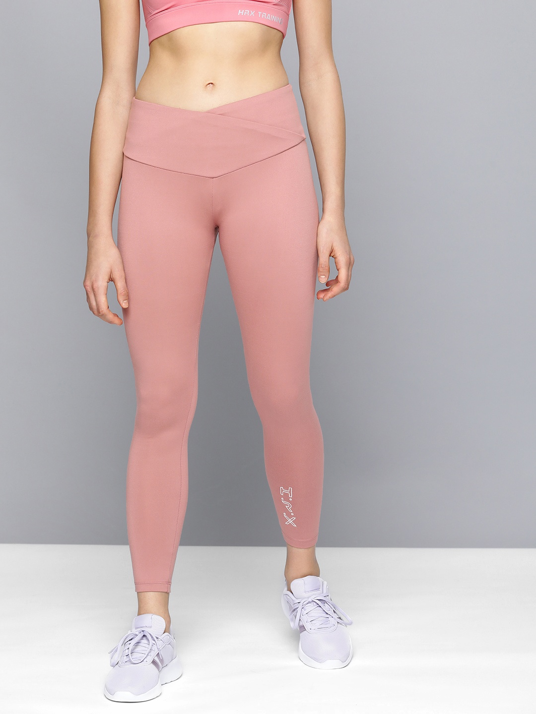

HRX by Hrithik Roshan Rapid-Dry Skinny Fit Training Tights, Peach