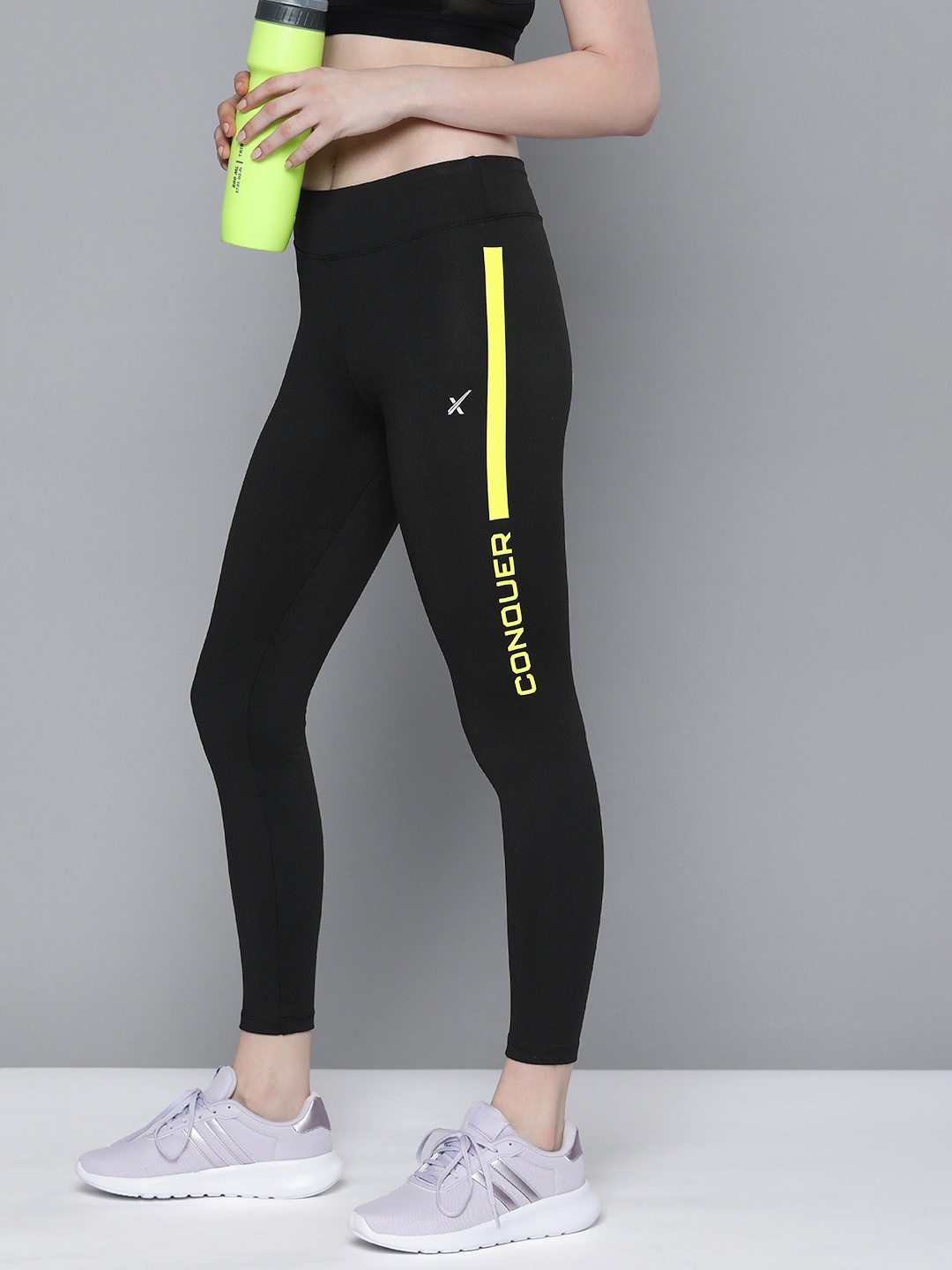 

HRX by Hrithik Roshan Women Printed Rapid-Dry Skinny Fit Training Tights, Black