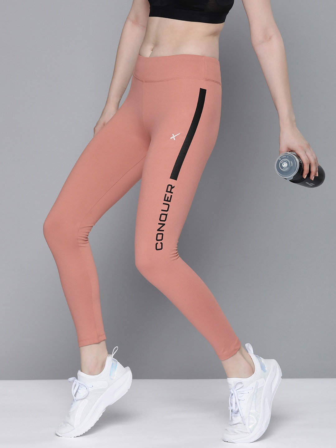 

HRX by Hrithik Roshan Women Printed Rapid-Dry Skinny Fit Training Tights, Rose