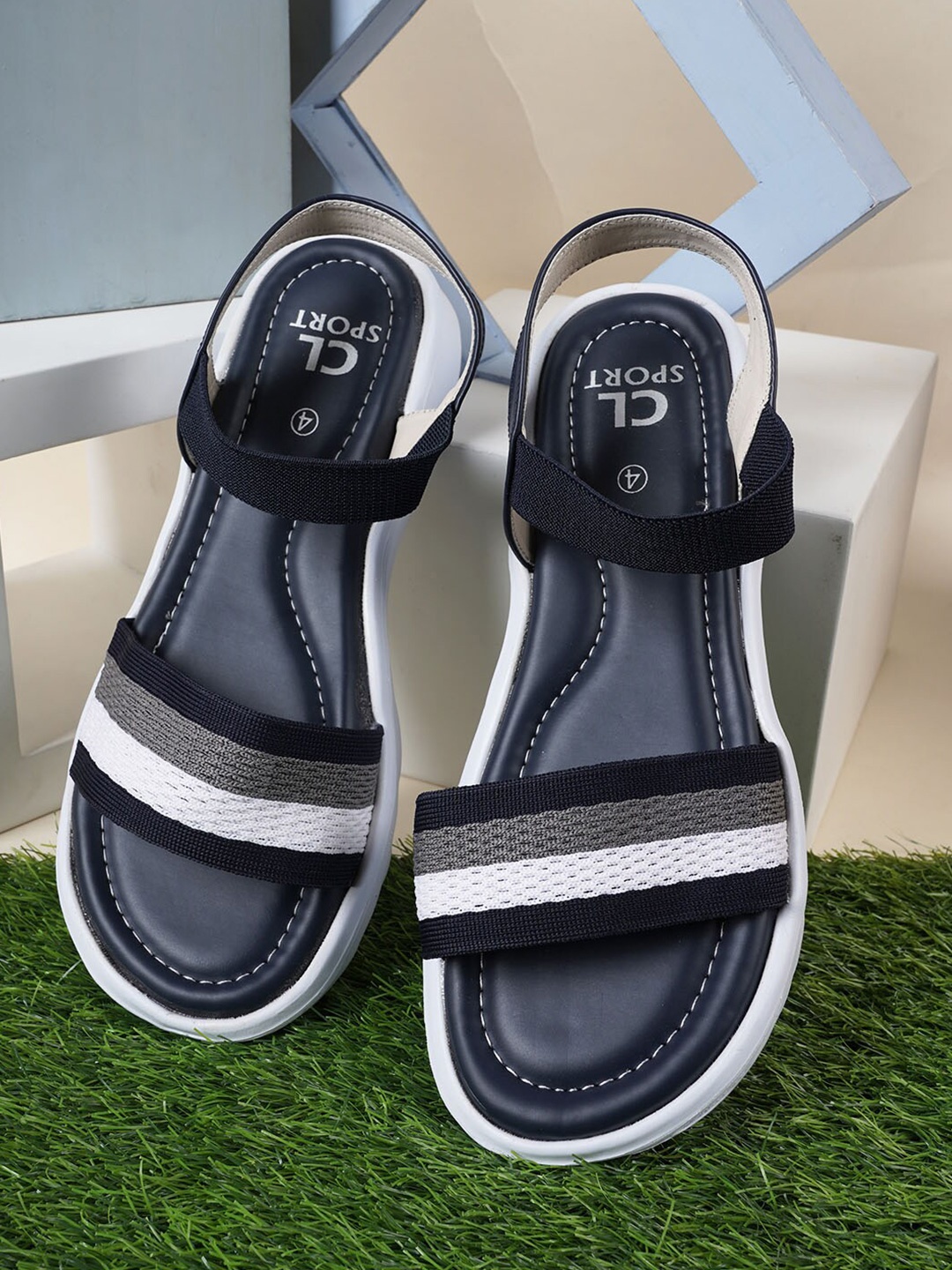 

Carlton London sports Women Synthetic Open Toe Flats, Navy blue