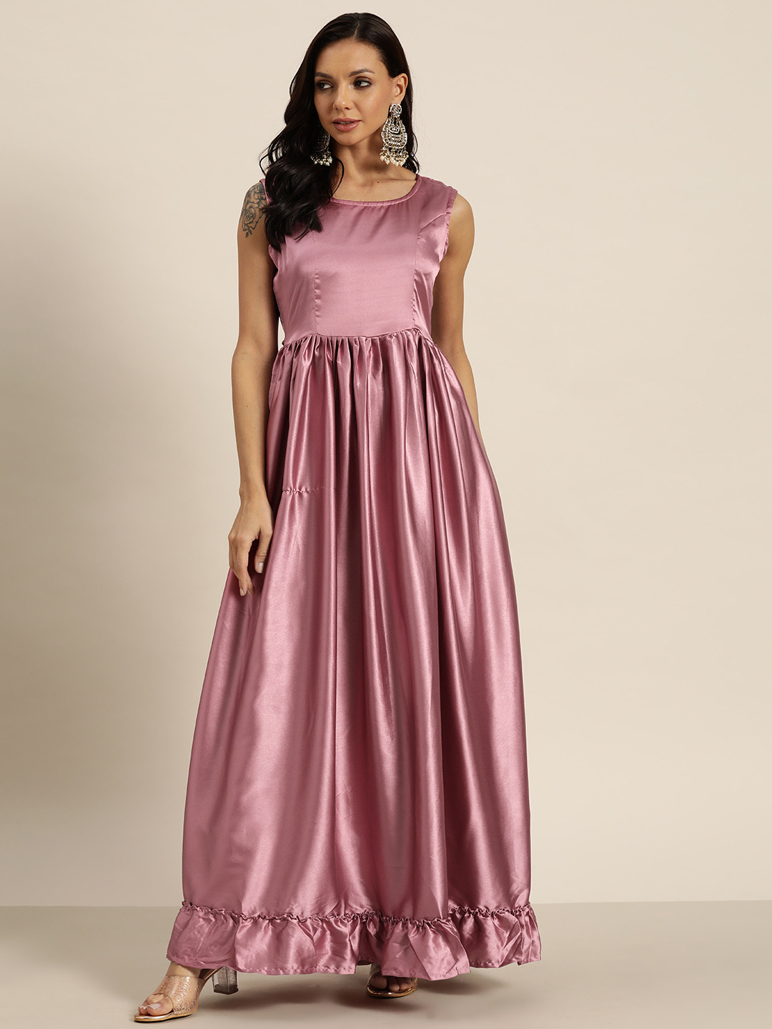 

Tikhi Imli Solid Pleated Satin Kurta, Pink