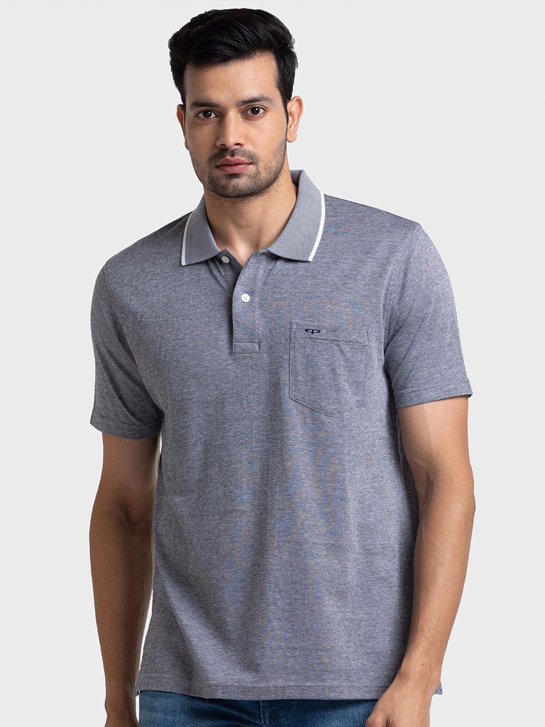 

ColorPlus Polo Collar Short Sleeves Cotton T-shirt, Grey