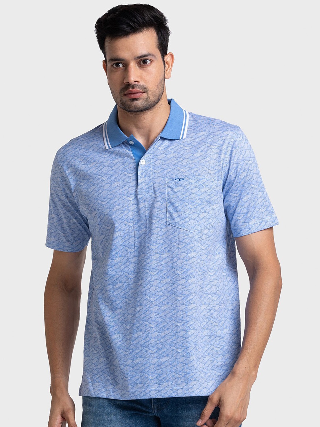 

ColorPlus Abstract Polo Collar Cotton T-shirt, Blue