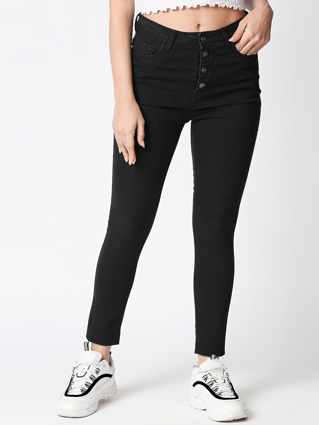 

High Star Women Slim Fit High-Rise Stretchable Jeans, Black
