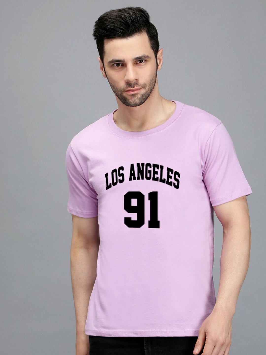 

TRENDY RABBIT Typography Printed Cotton T-shirt, Lavender