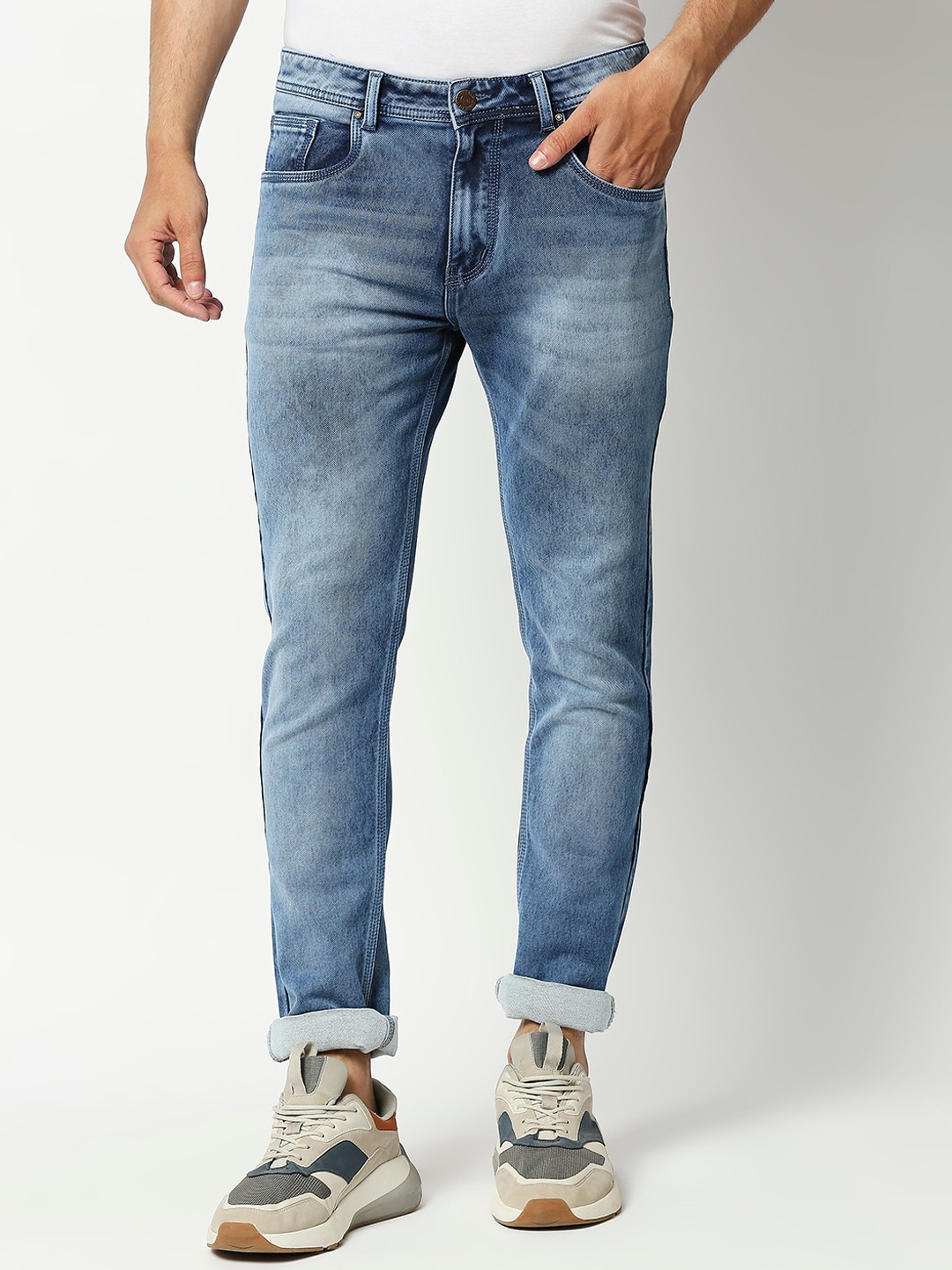 

High Star Men Slim Fit Heavy Fade Stretchable Jeans, Blue