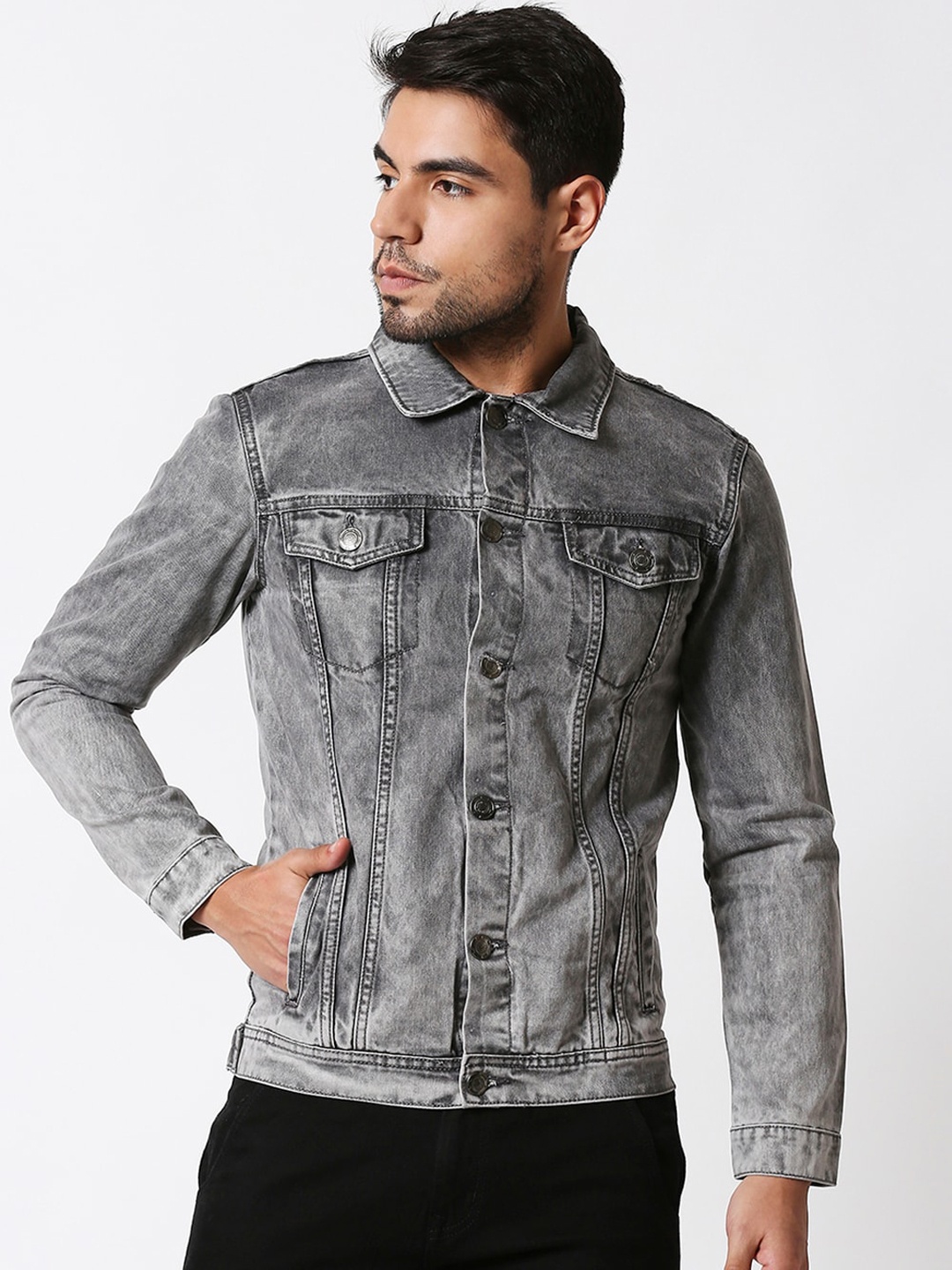 

High Star Washed Denim Jacket, Grey