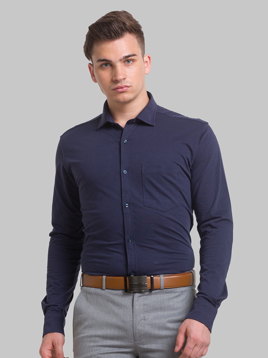 

Park Avenue Long Sleeves Slim Fit Formal Shirt, Navy blue