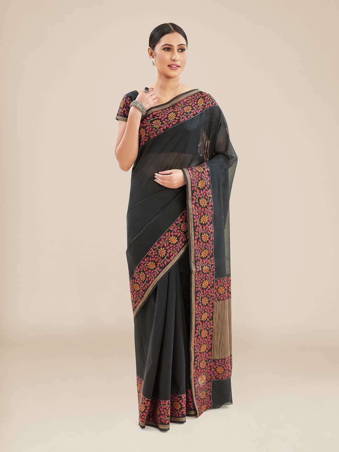 

Kalyan Silks Poly Georgette Saree, Black