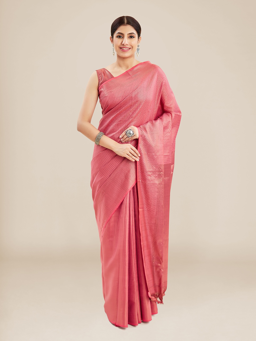 

Kalyan Silks Woven Design Zari Banarasi Saree, Red