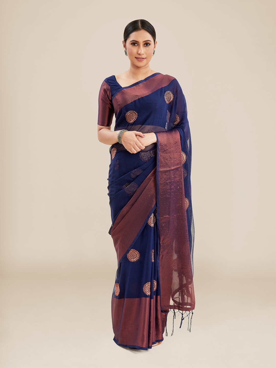 

Kalyan Silks Ethnic Motifs Zari Saree, Blue