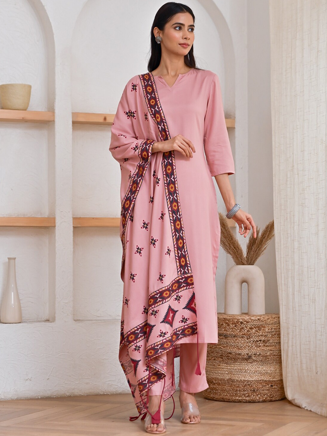 

Rustorange Kurta With Salwar & Dupatta, Pink