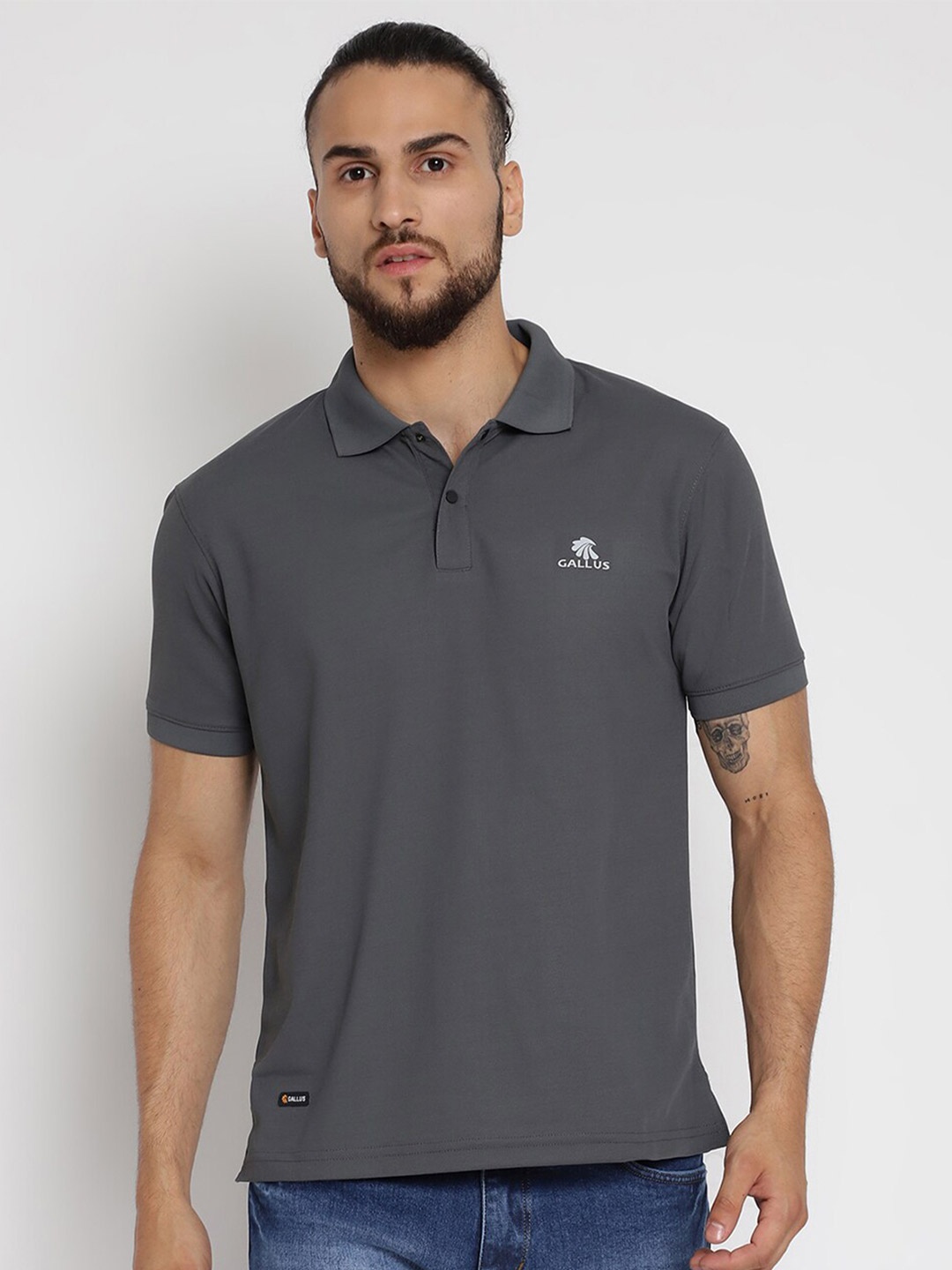 

Gallus Polo Collar Short Sleeve Dri-FIT Casual T-shirt, Charcoal