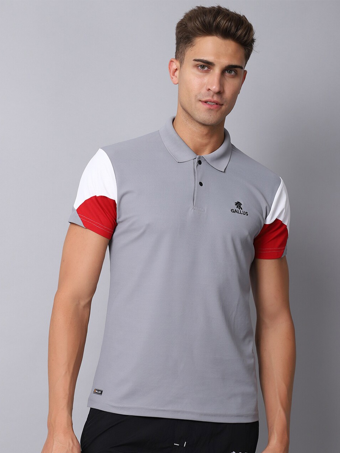

Gallus Colourblocked Polo Collar Dri-FIT T-shirt, Grey