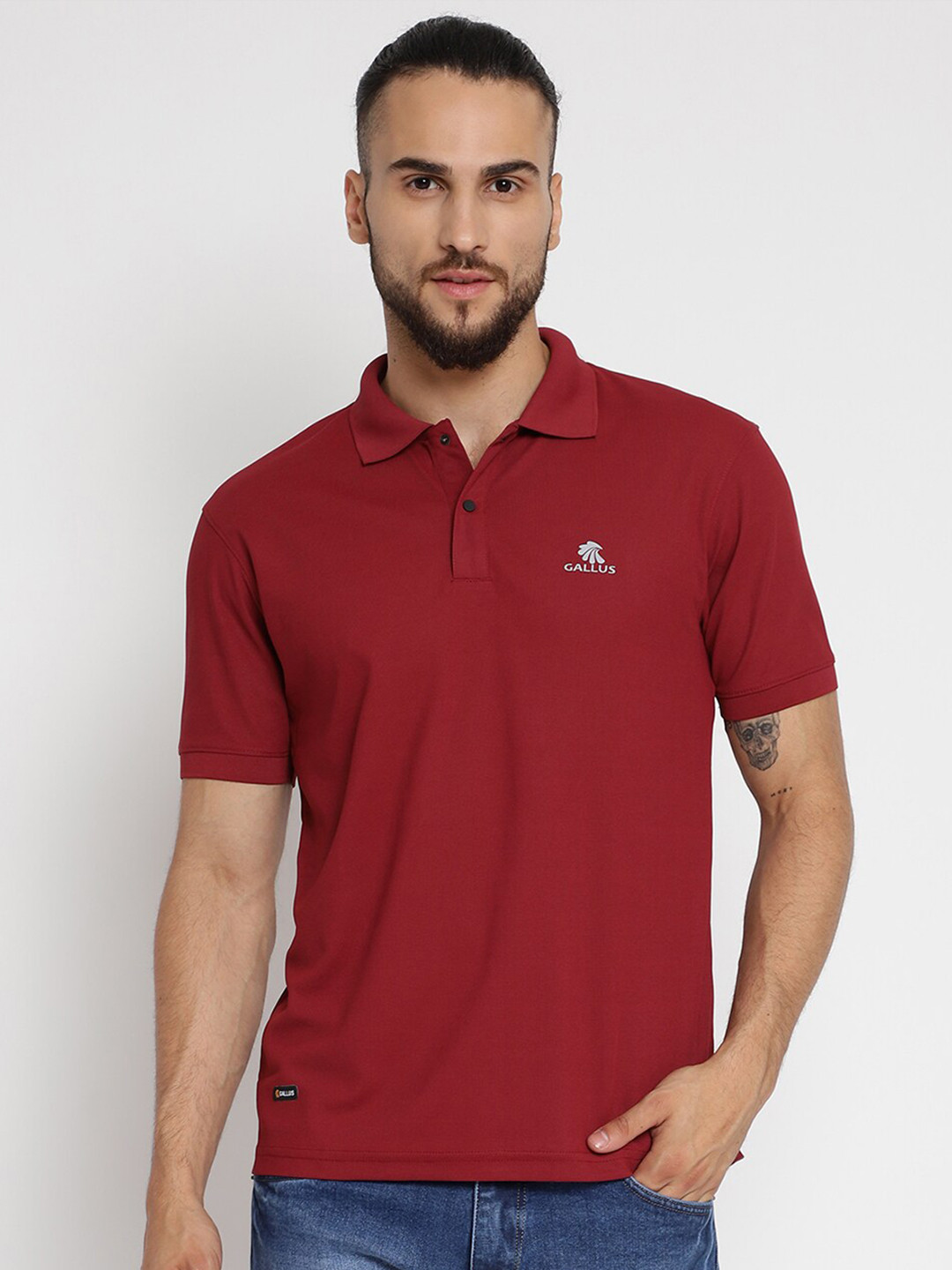

Gallus Dri-Fit Technology Polo Collar Training Or Gym T-shirt, Maroon