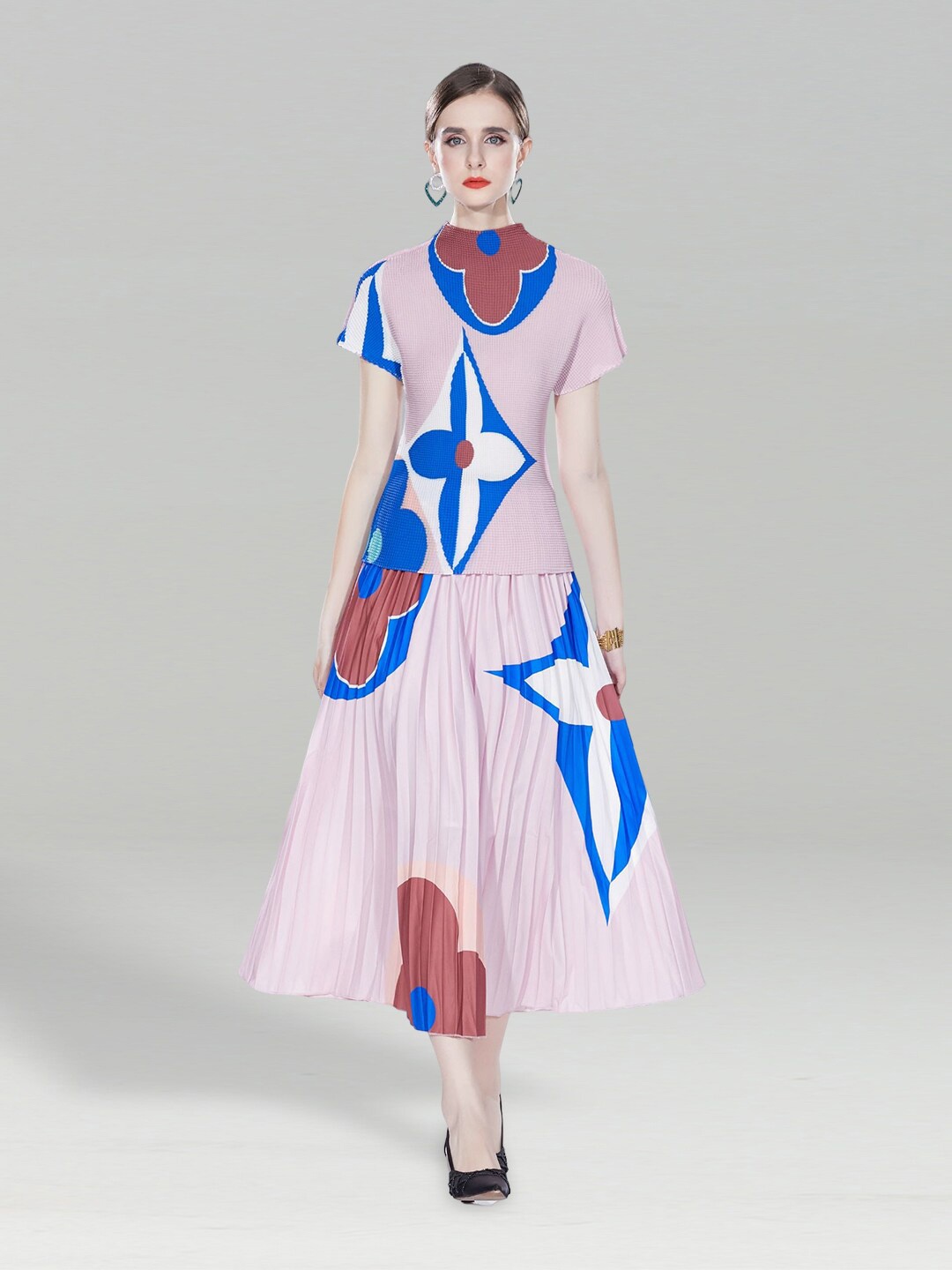 

JC Collection Floral Printed Top & Skirt, Pink