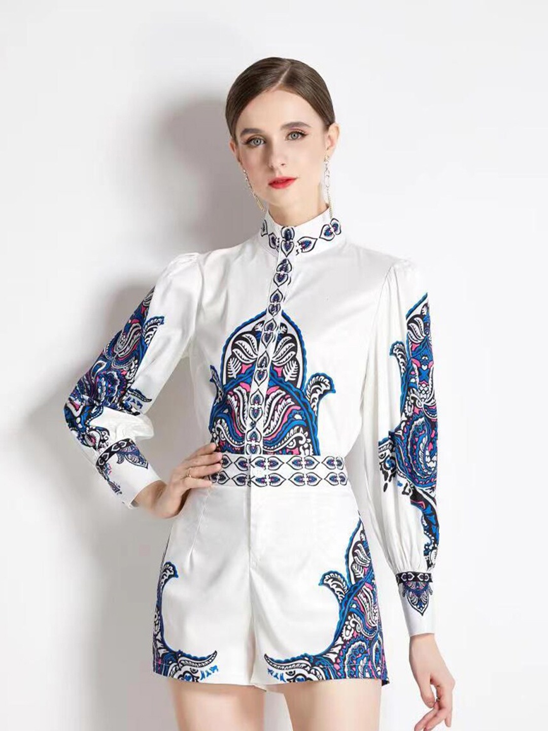 

JC Collection Ethnic Motifs Printed Shirt with Shorts, Blue