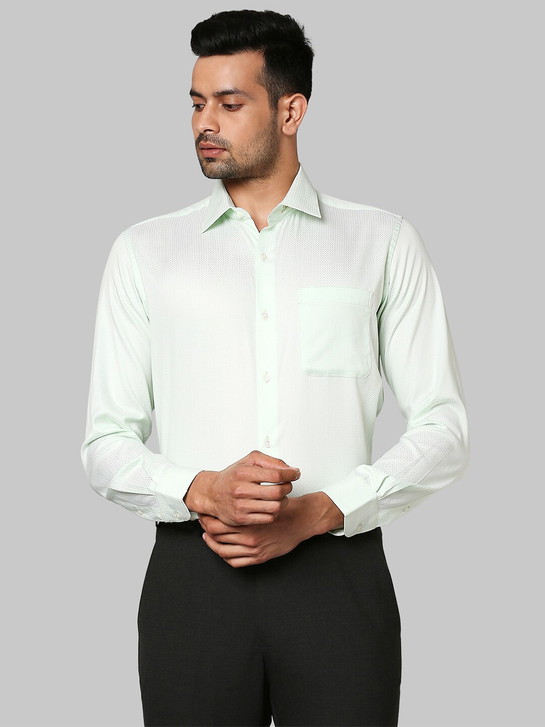 

Raymond Self Designed Cotton Formal Shirt, Green