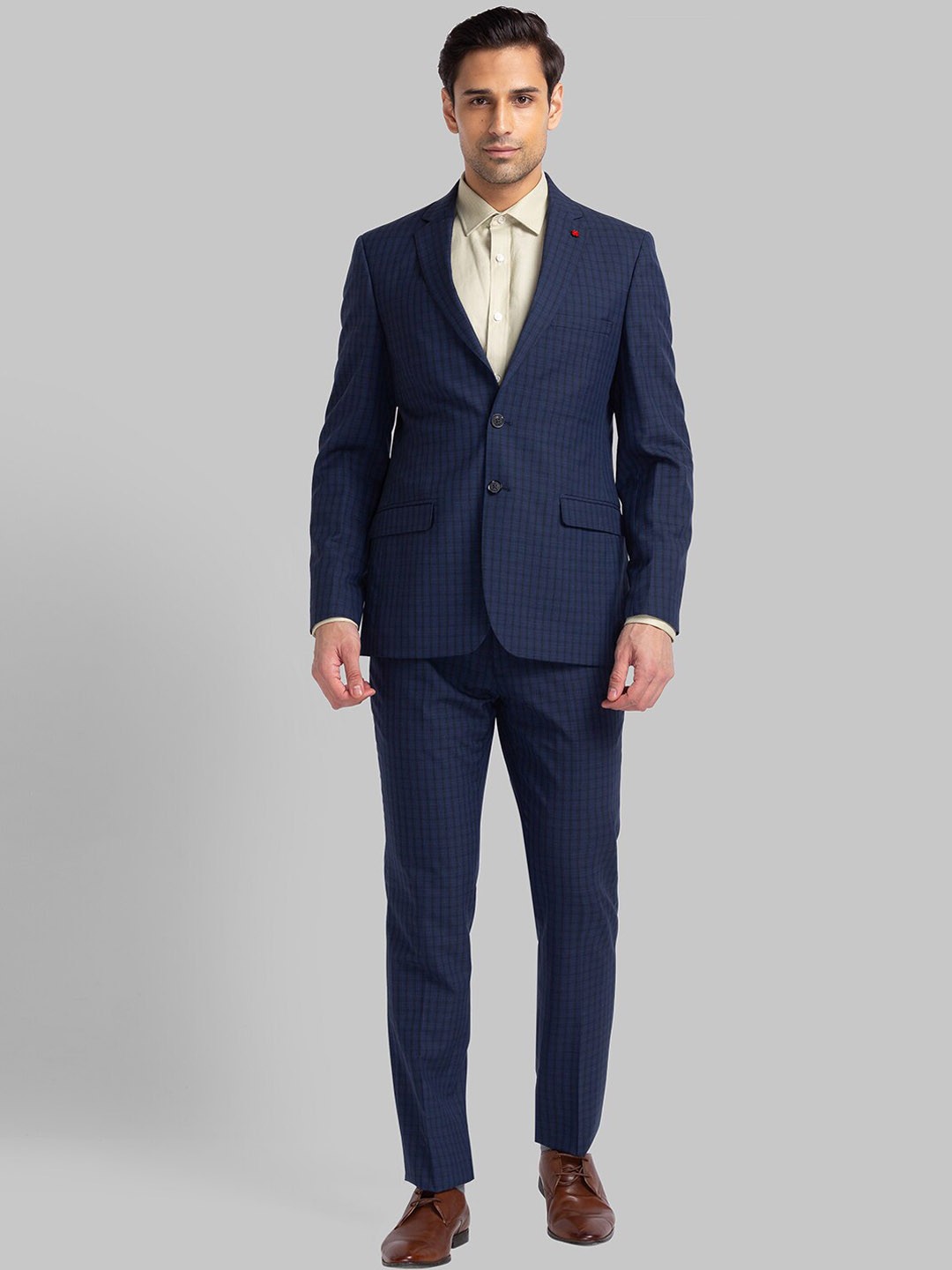 

Raymond Men Checked Single Breasted 2-Piece Formal Suit, Blue
