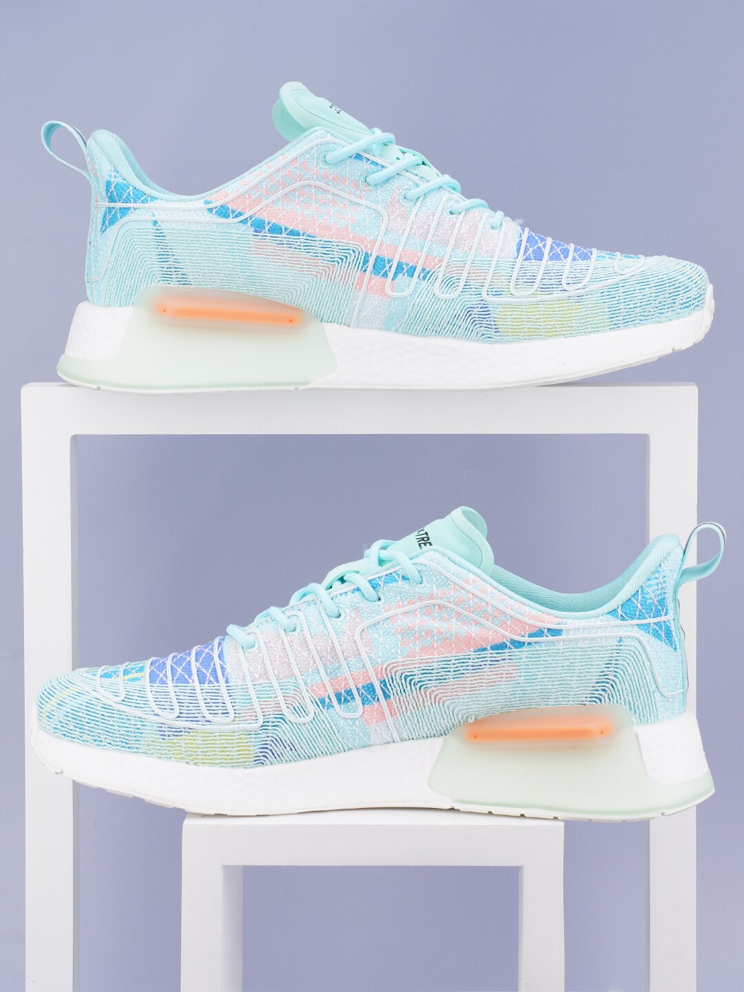 

Atom Men White Woven Design Sneakers, Sea green