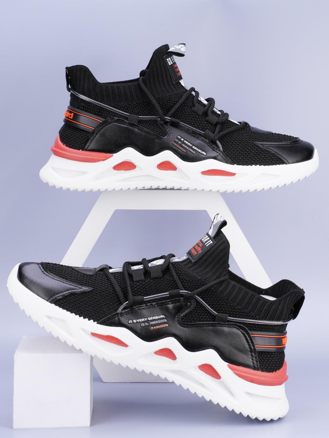 

Atom Men Woven Design Sneakers, Black
