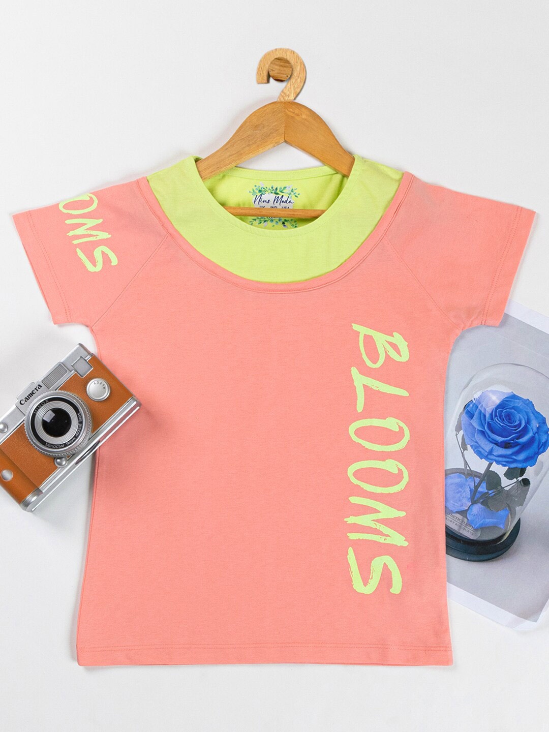 

Nins Moda Typography Printed Round Neck Cotton T-shirt, Peach