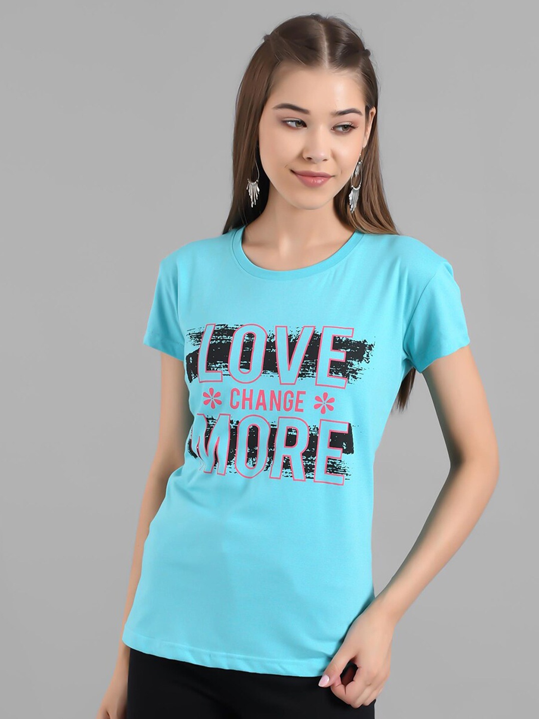 

Kotty Typography Printed Round Neck T-shirt, Blue