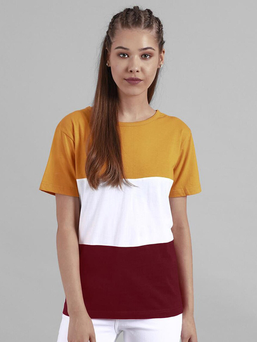 

Kotty Women Multicoloured Colourblocked Pockets T-shirt, Multi