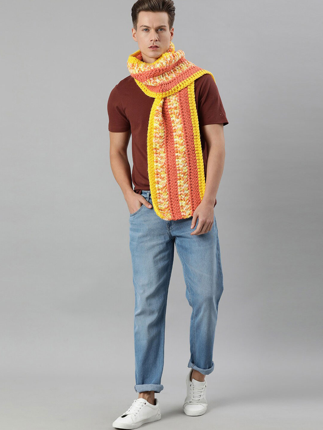 

Magic Needles Men Yellow & Red Scarf