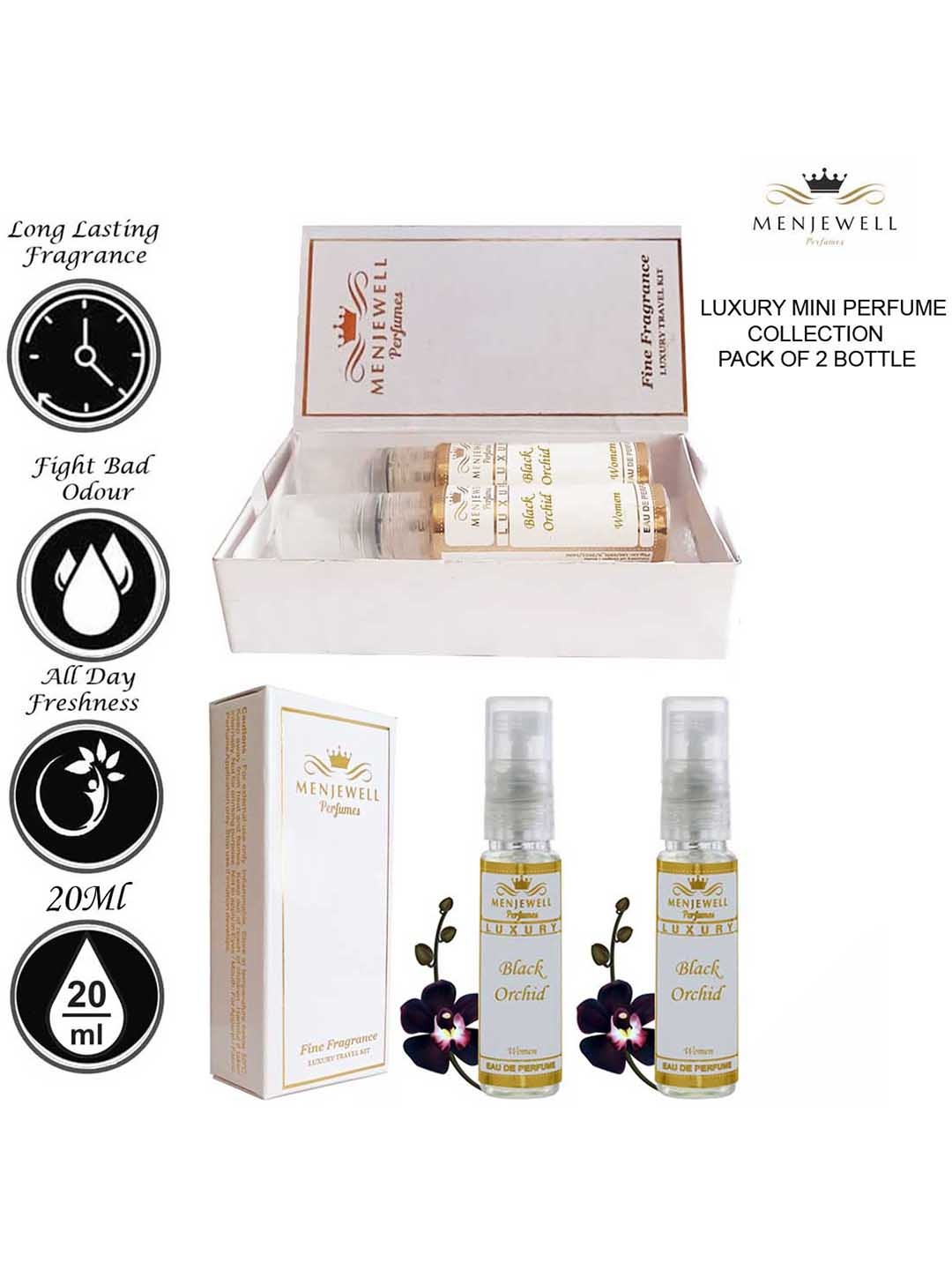 

Menjewell Women Set Of 2 Black Orchid Eau de Parfums -10 ml Each, White