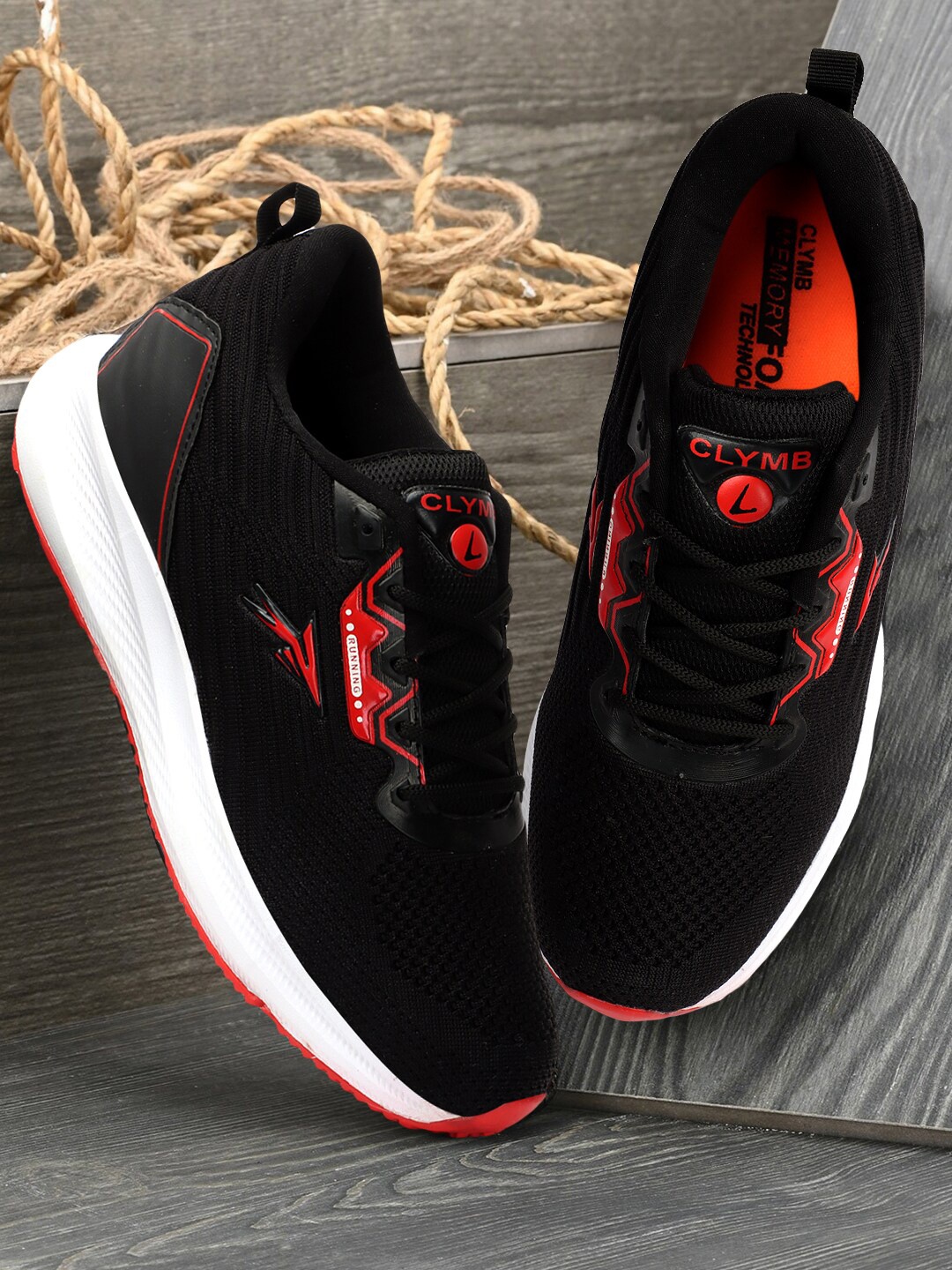 CLYMB Men Non-Marking Running Sports Shoes, Black