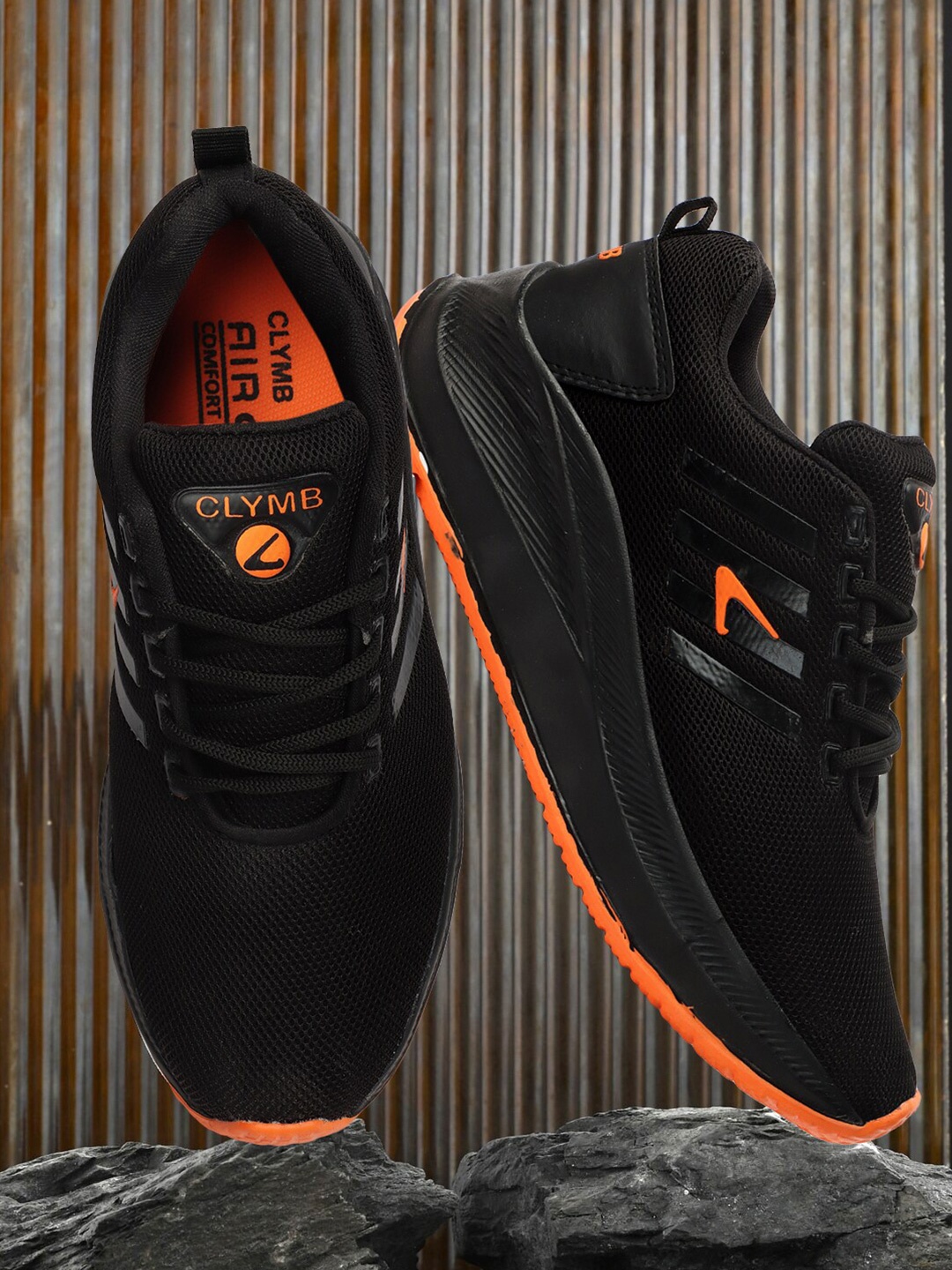 

CLYMB Men Non-Marking Running Sports Shoes, Black