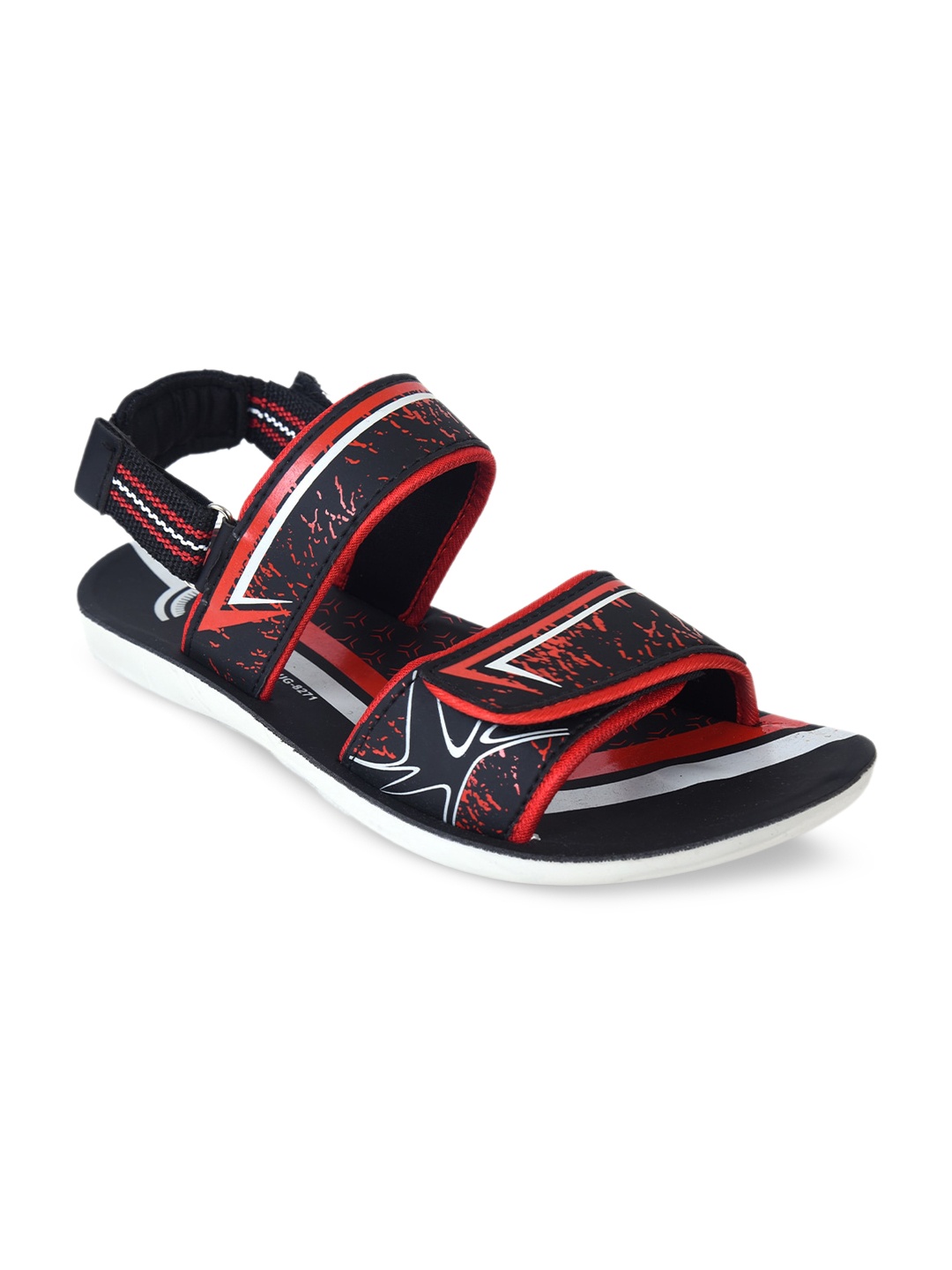 

Ajanta Men Printed Comfortable Velcro Closure Sports Sandals, Black