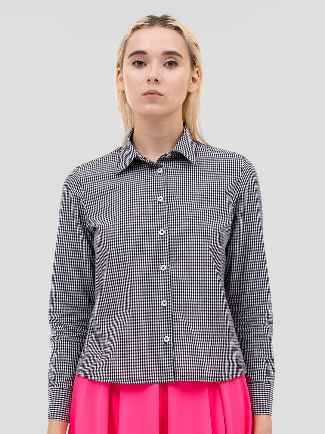 

Samshek Micro Checked Cotton Casual Shirt, Black