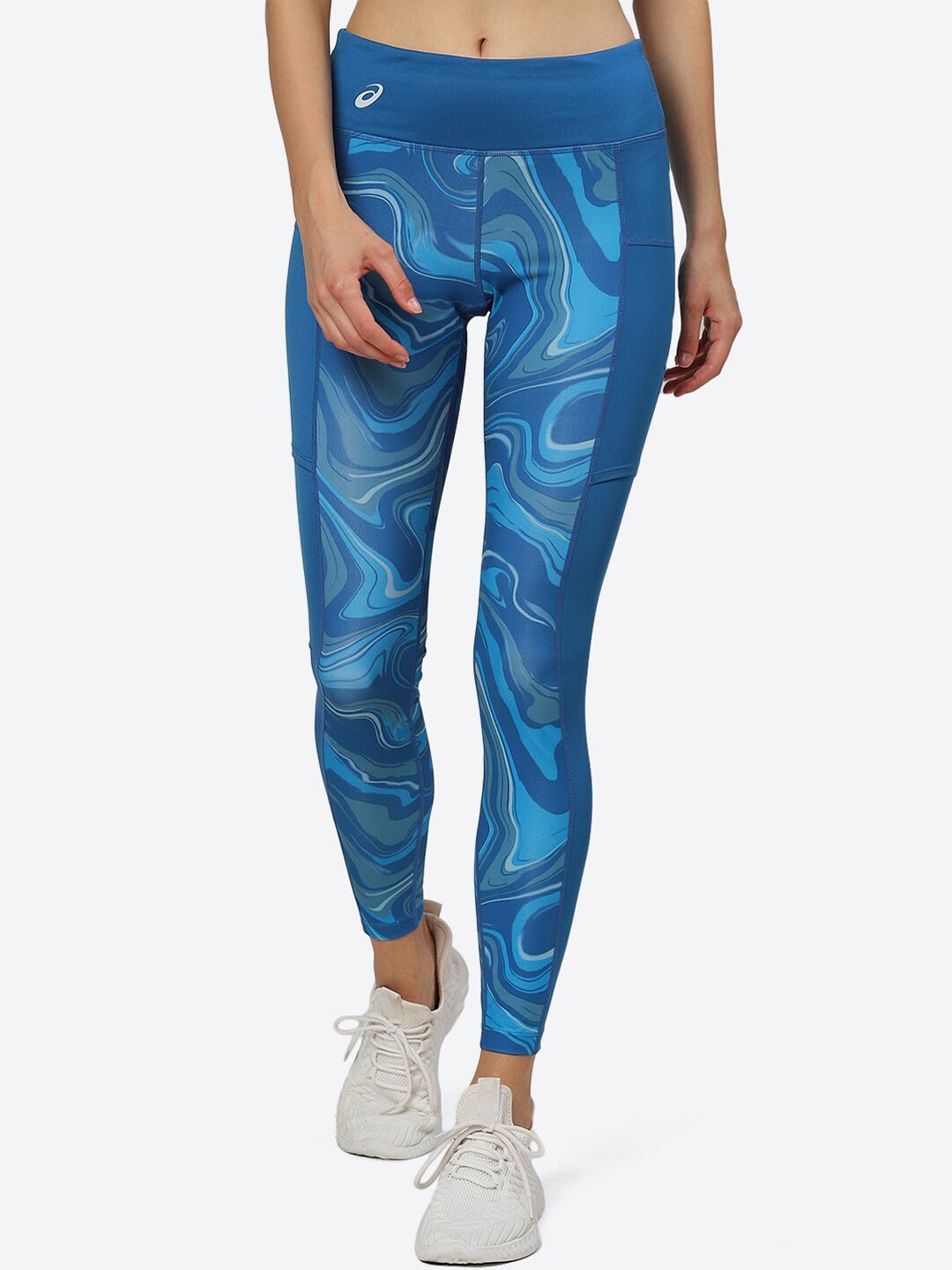 

ASICS Women Graphic Patterned Lightweight Tights, Blue