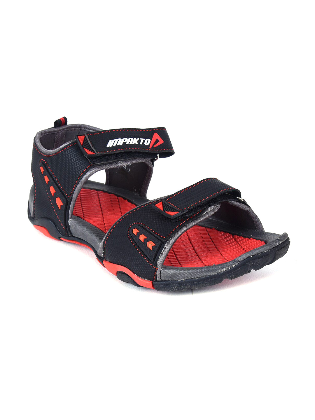 

IMPAKTO Men Textured Comfortable Velcro Closure Sports Sandals, Red