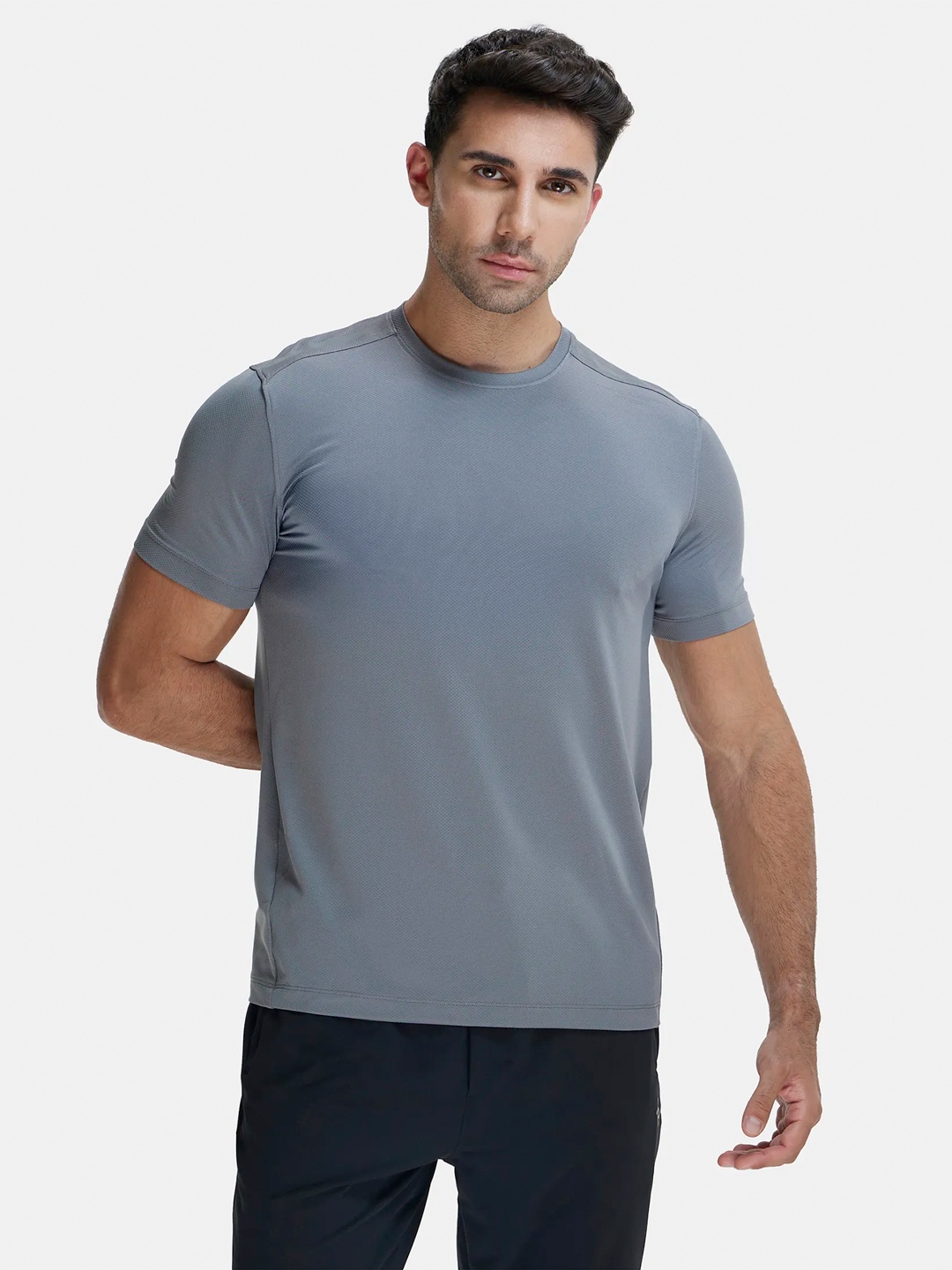 

Jockey Recycled Microfiber Stretch Fabric Breathable Mesh Tshirt-MV37, Grey