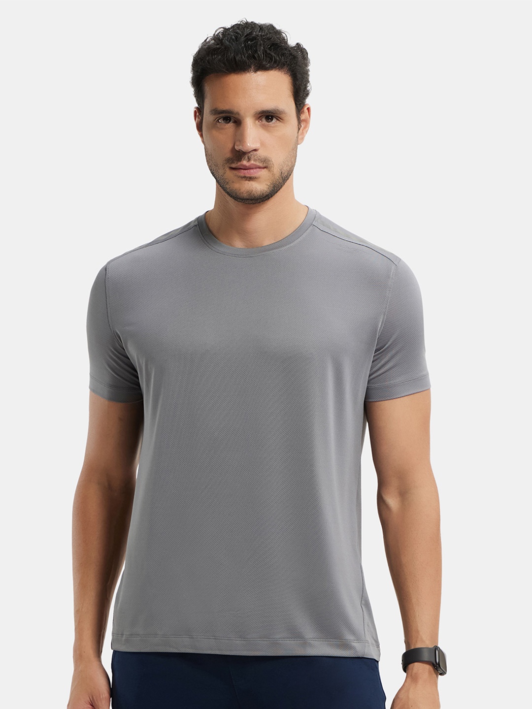 

Recycled Microfiber Stretch Fabric Breathable Mesh Tshirt-MV37, Grey