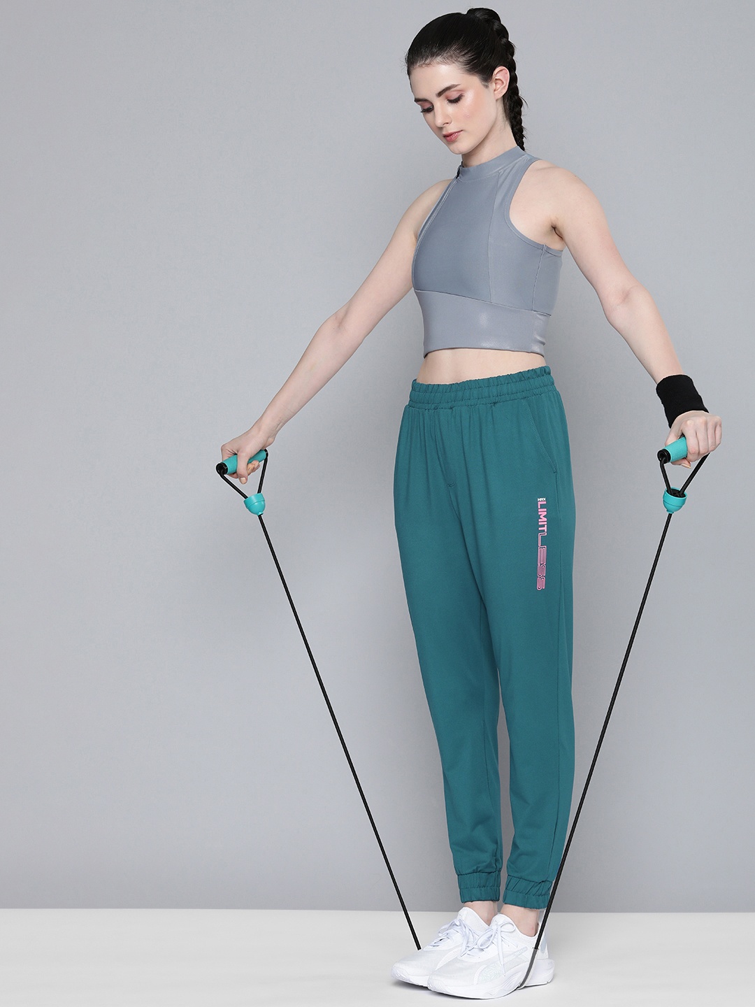 

HRX By Hrithik Roshan Teal Rapid-Dry Regular Fit Training Track Pant