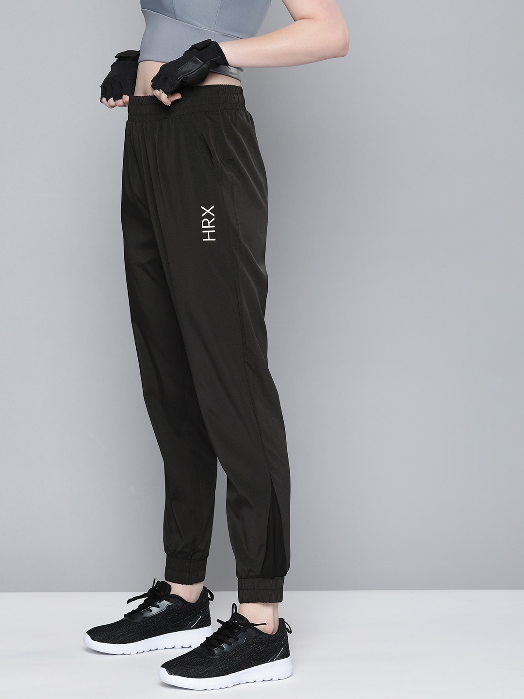 

HRX By Hrithik Roshan Black Rapid-Dry Regular Fit Training Track Pants