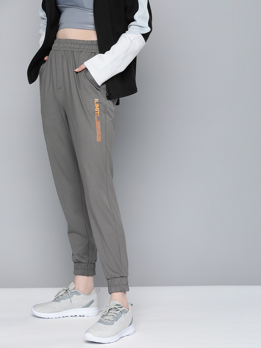 

HRX By Hrithik Roshan Grey Rapid-Dry Regular Fit Training Track Pant