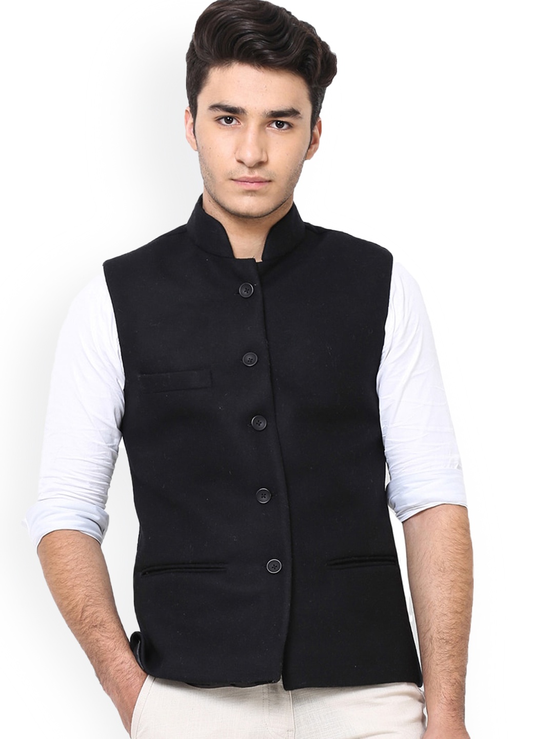 

Shaftesbury London Slim-Fit Nehru Jacket, Black