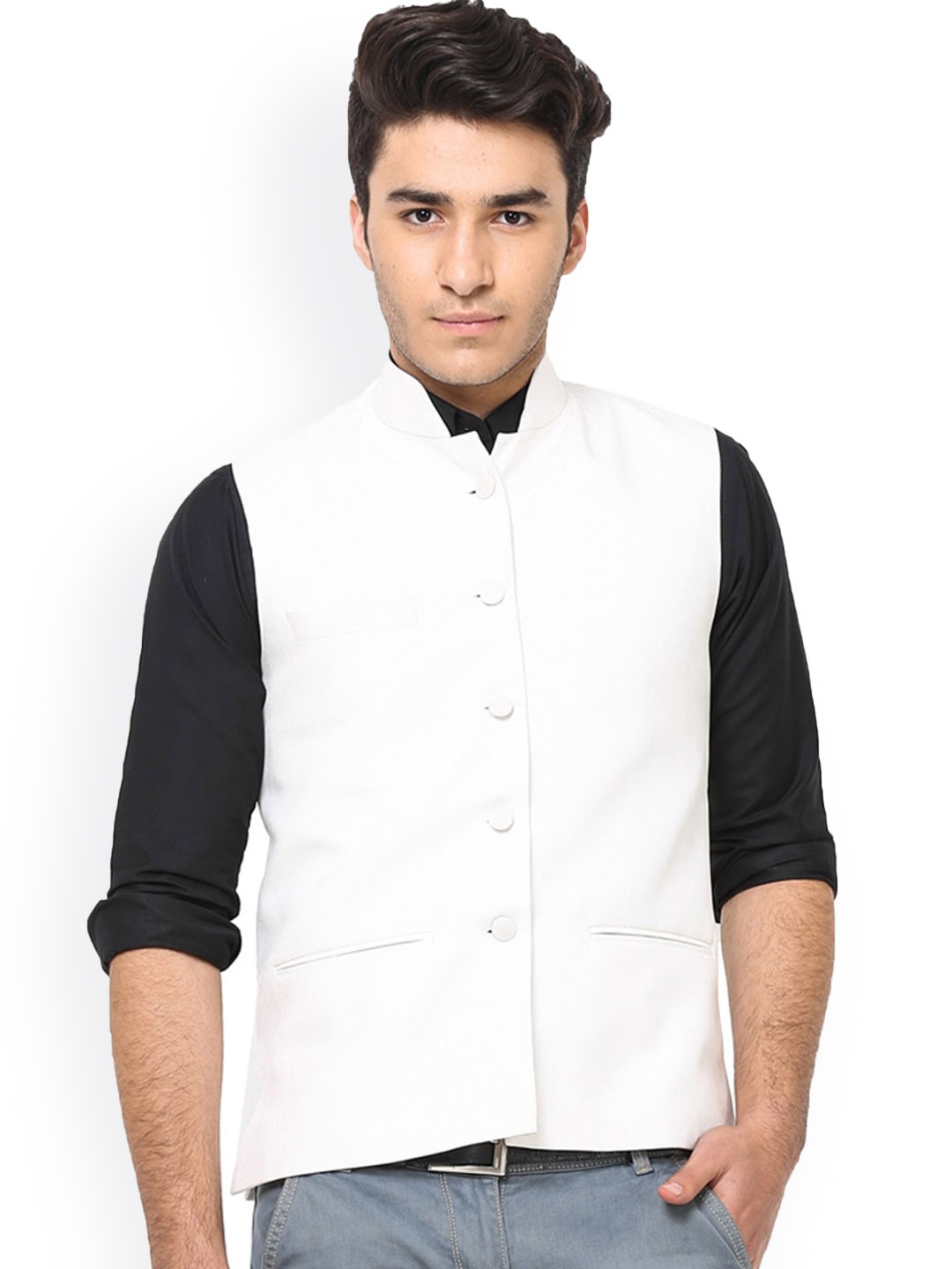 

Shaftesbury London Slim Fit Nehru Jackets, White