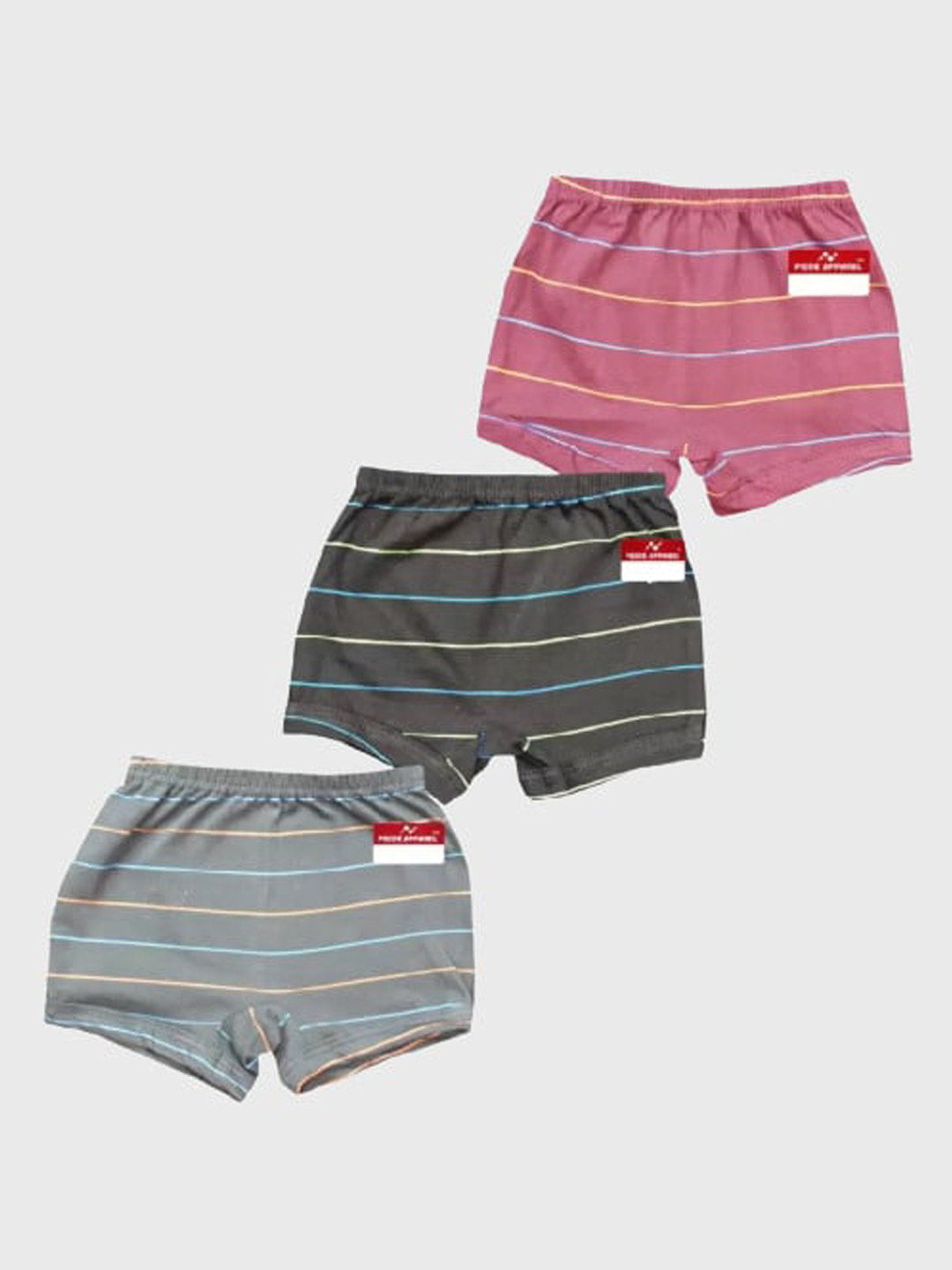 

PRIDE APPAREL Infants Girls Pack Of 3 Striped Pure Cotton Trunks, Maroon