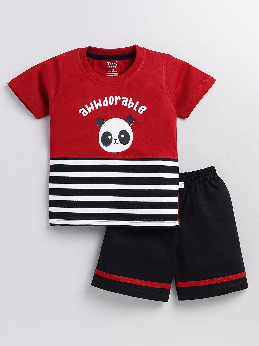 

Toonyport Boys Printed Pure Cotton T-shirt with Shorts, Maroon