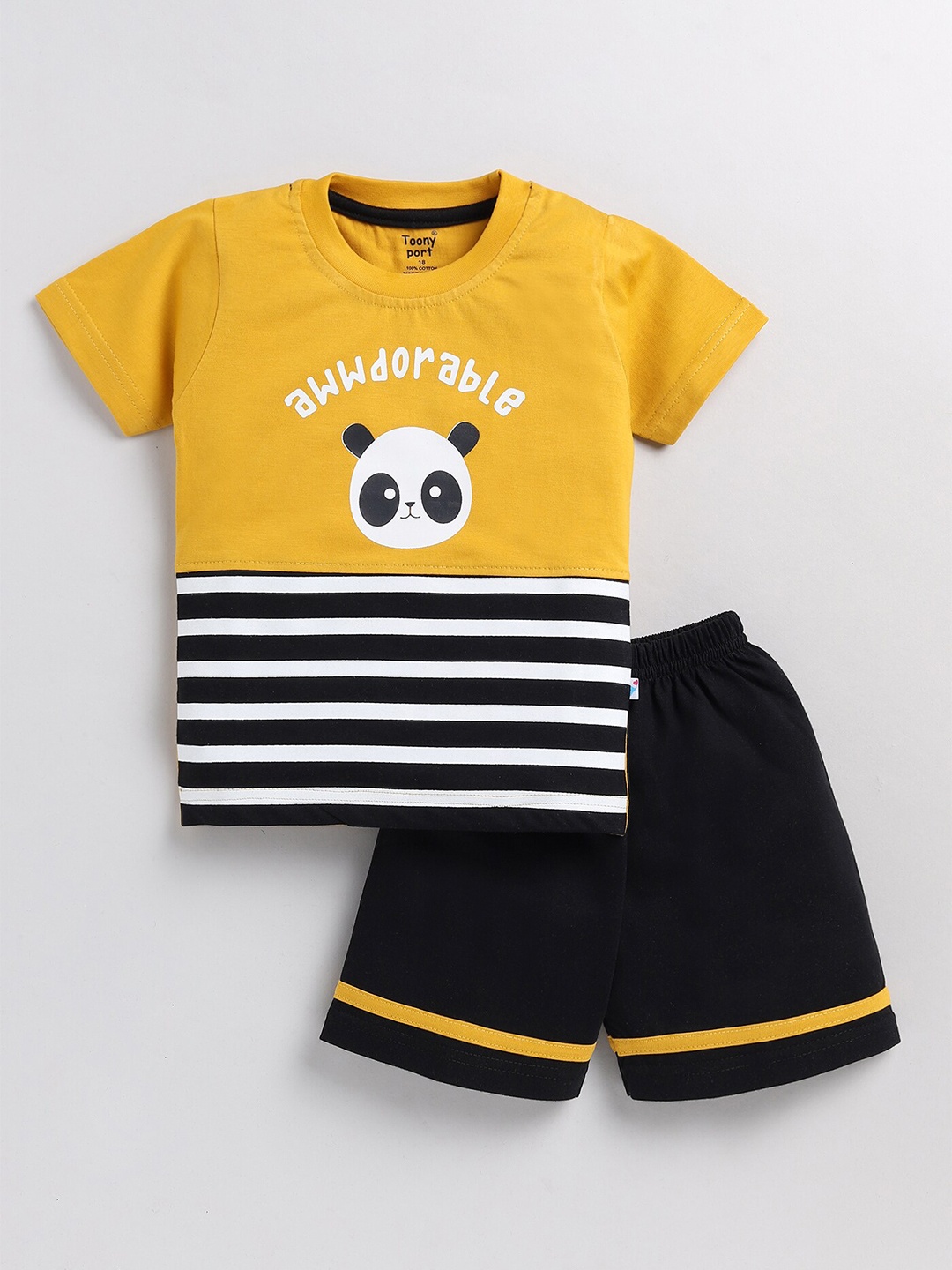 

Toonyport Boys Printed Pure Cotton T-shirt with Shorts, Yellow