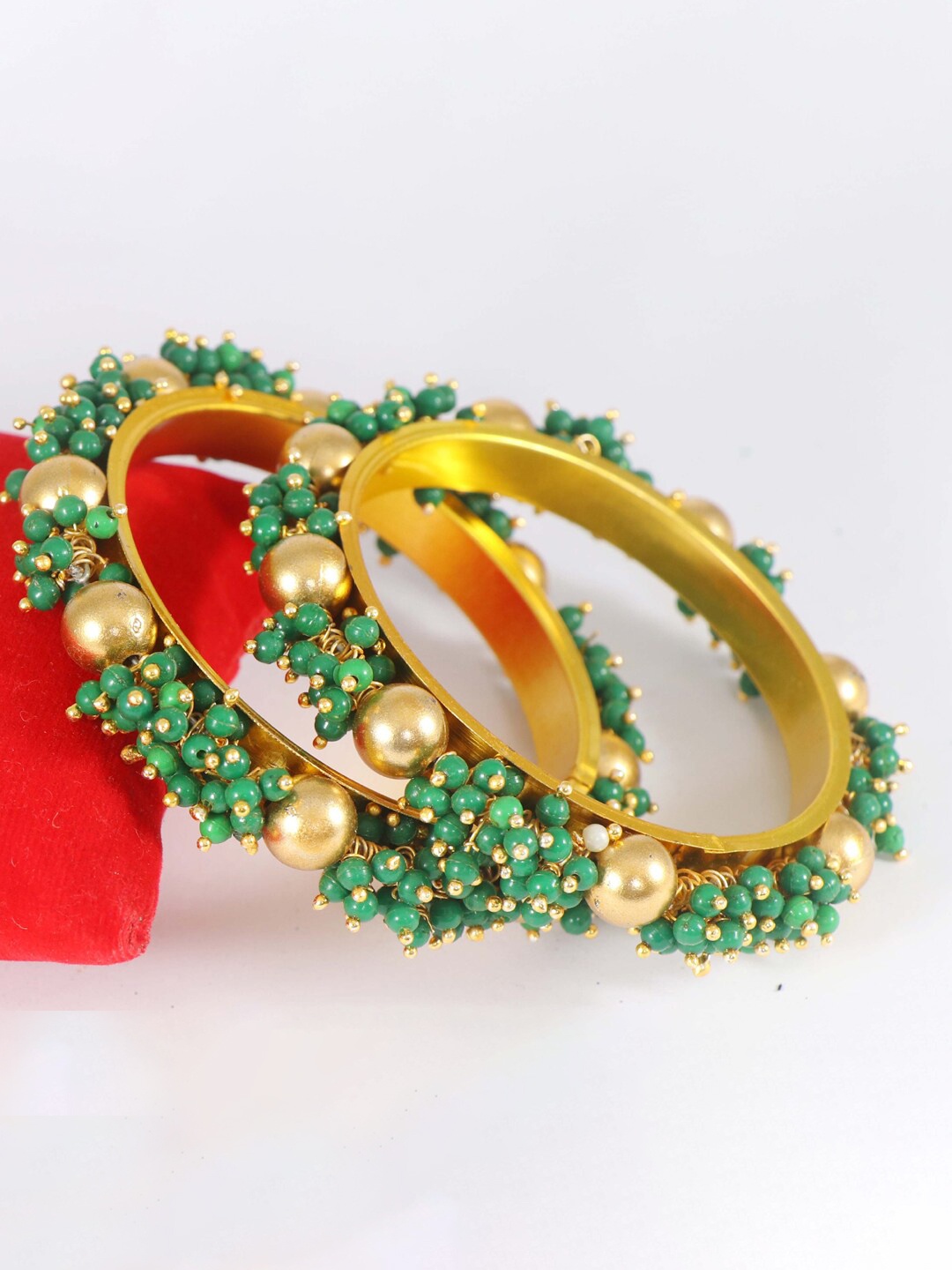 

NMII Set Of 2 Gold-Plated Beaded Bangles