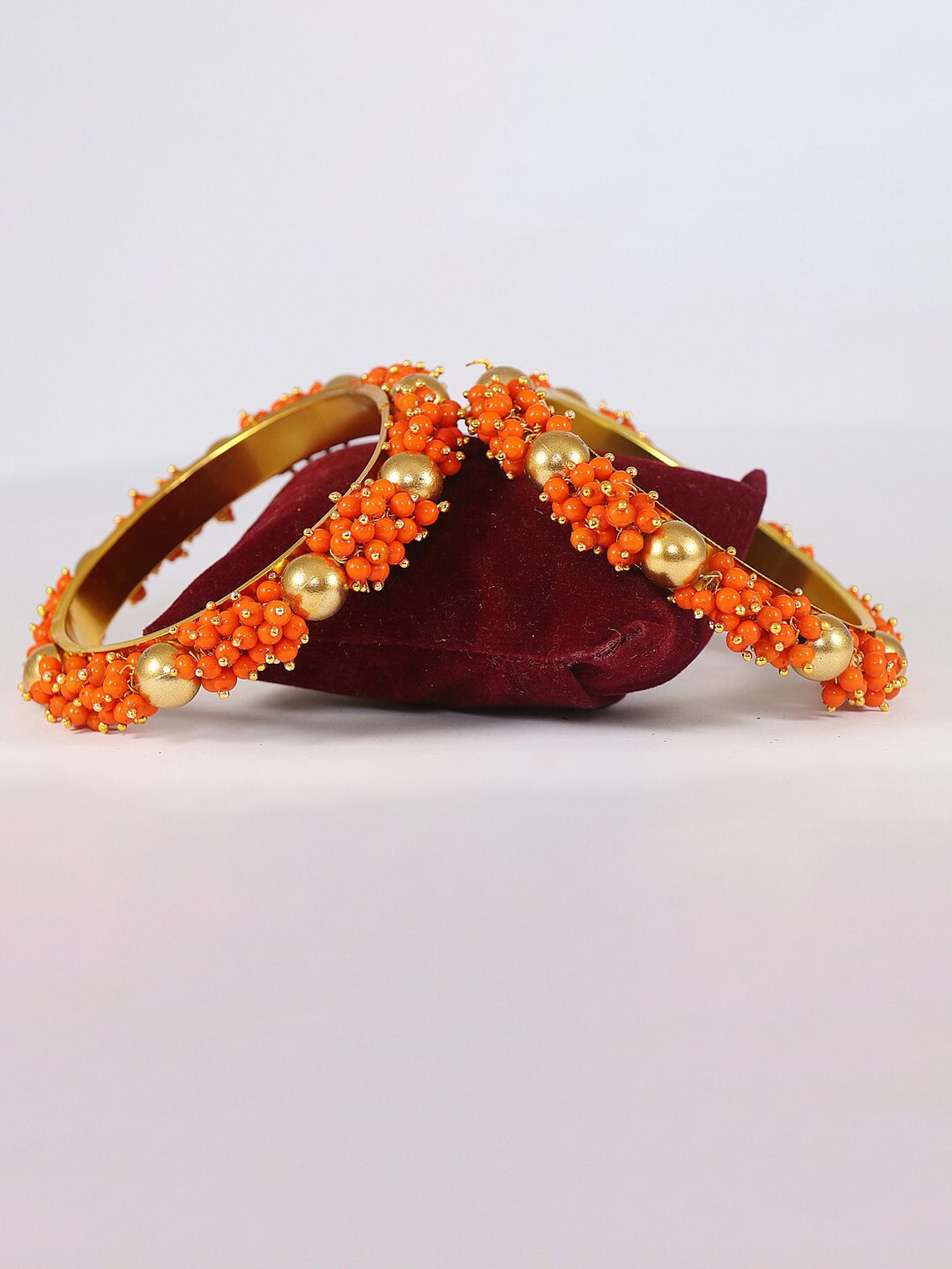 

NMII Set Of 2 Beaded Bangles, Gold