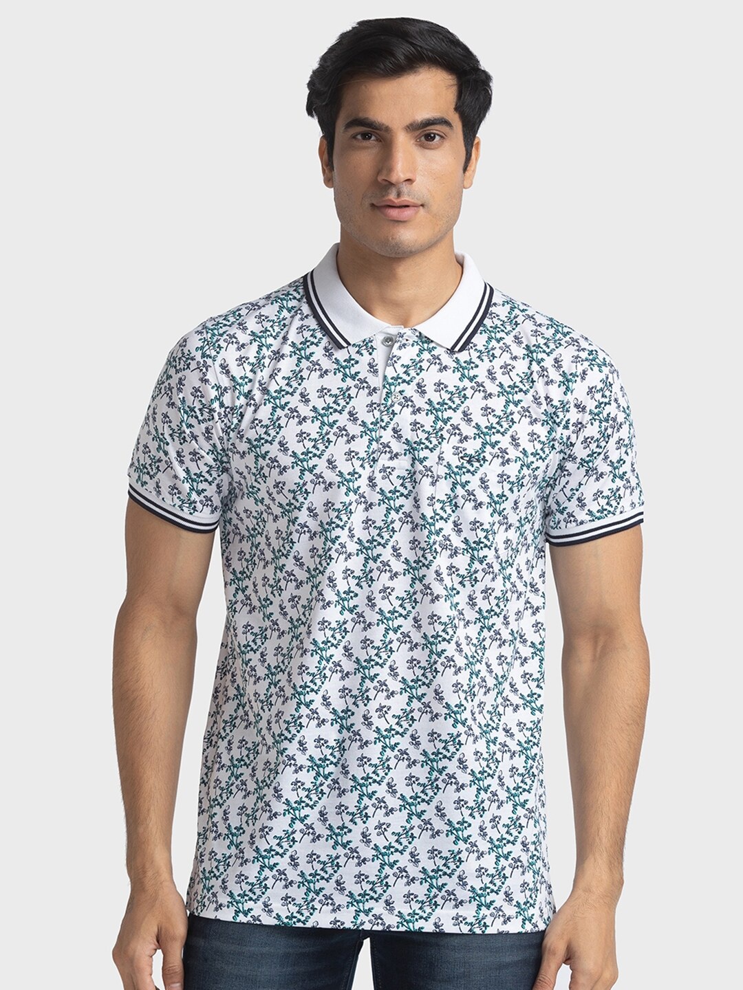 

ColorPlus Printed Polo Collar Organic Cotton Slim Fit T-shirt, White